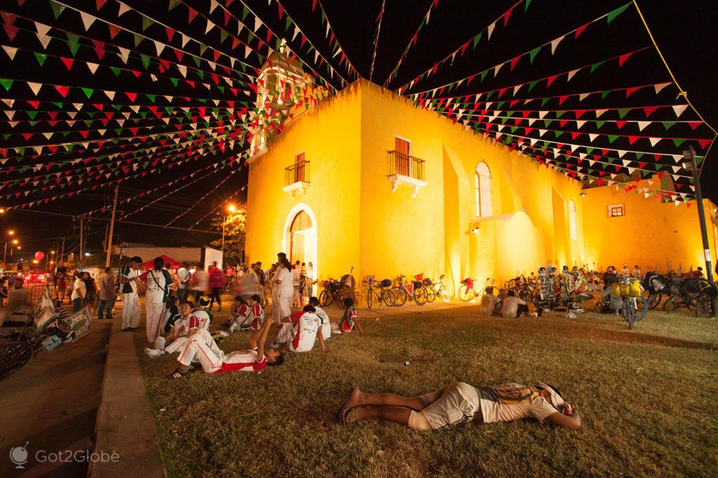 igreja, campeche, crentes, peregrinos, nossa senhora, virgem, guadalupe, mexico