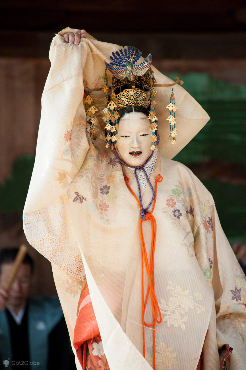 Ilha de Miyajima, Xintoismo e Budismo, Japão, figurante noh