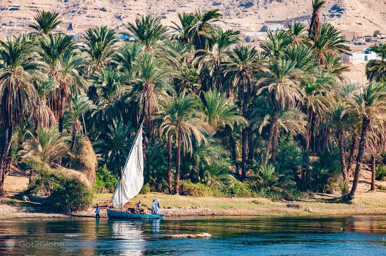 Egipto Ptolomaico, Edfu a Kom Ombo, Nilo acima, feluca no Nilo